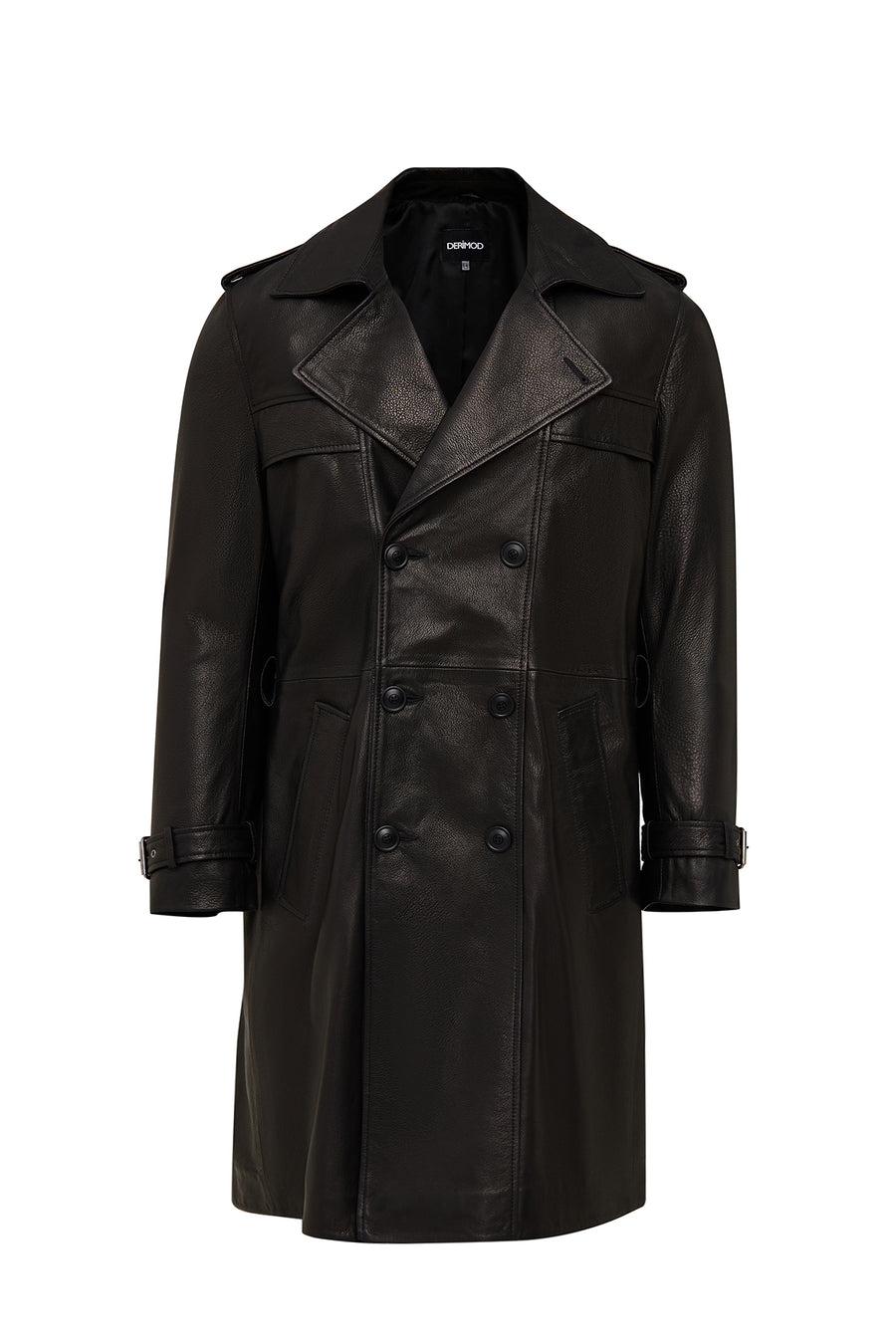 Bellingham Men Black Oversize Leather Trench Coat