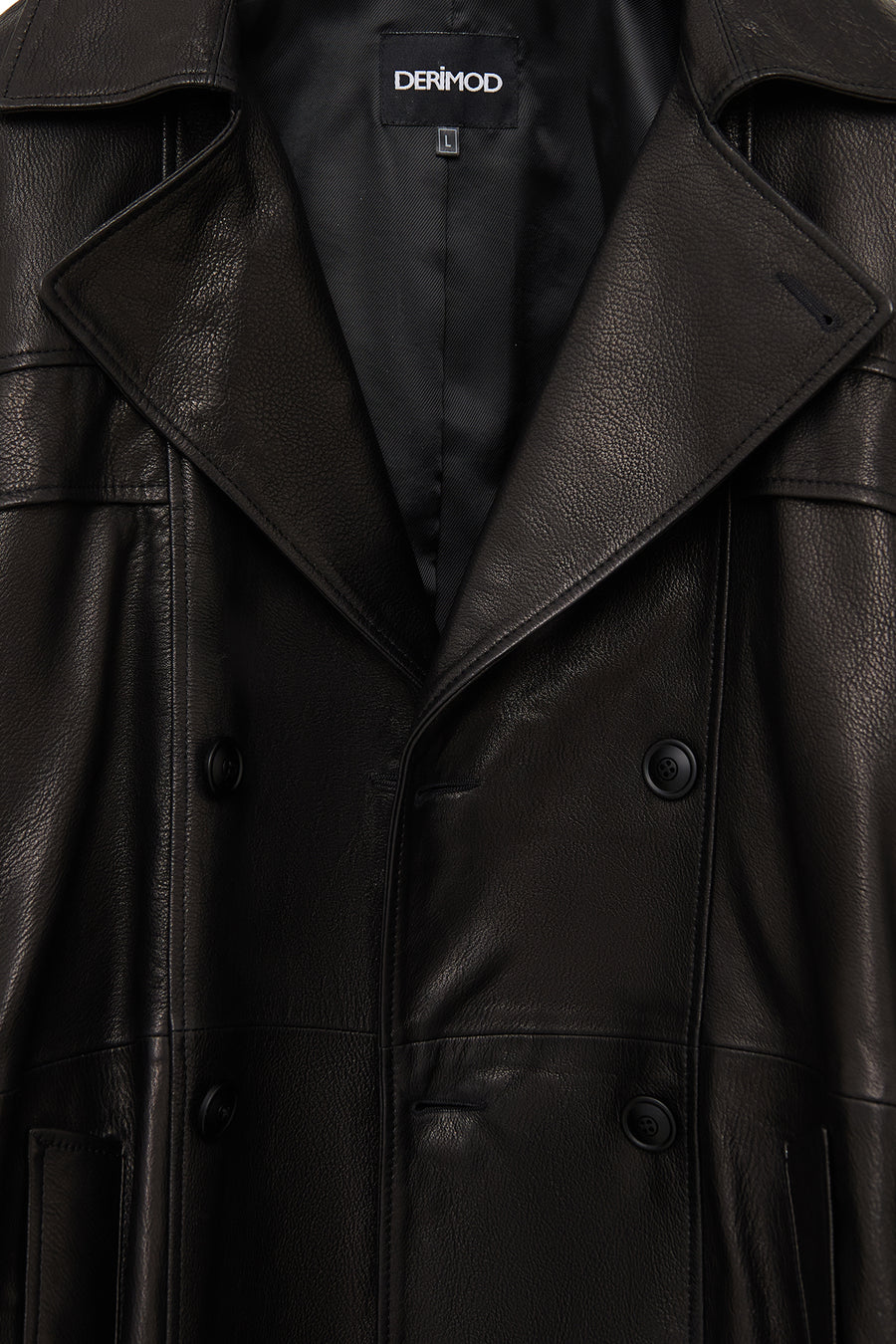Bellingham Men Black Oversize Leather Trench Coat