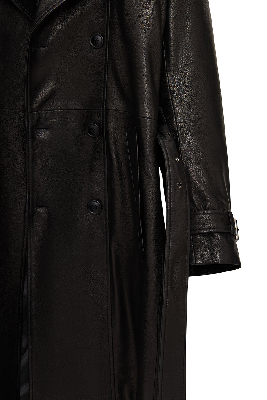 Bellingham Men Black Oversize Leather Trench Coat