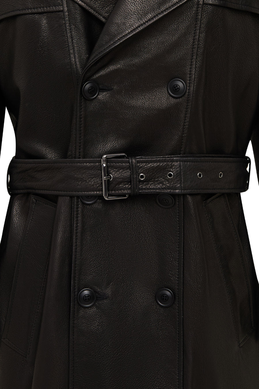Bellingham Men Black Oversize Leather Trench Coat