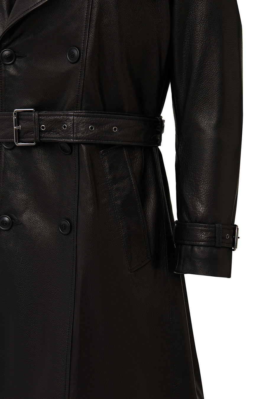 Bellingham Men Black Oversize Leather Trench Coat