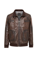 Felix (Plus) Men's Brown Leather Jacket | Derimod