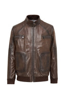 Felix (Plus) Men's Brown Leather Jacket | Derimod