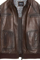 Felix (Plus) Men's Brown Leather Jacket | Derimod