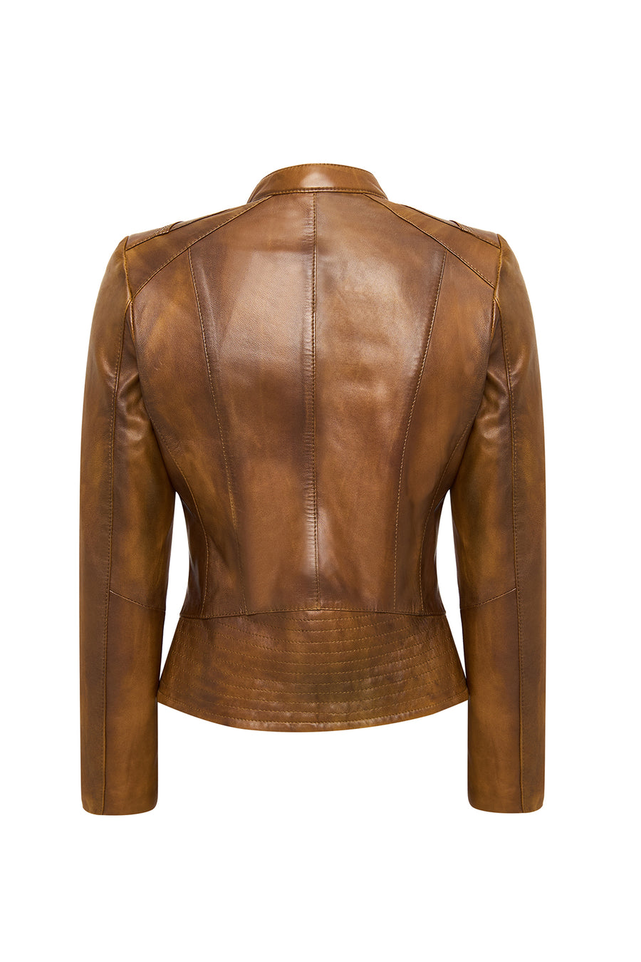 Anya Women's Camel Short Leather Jacket