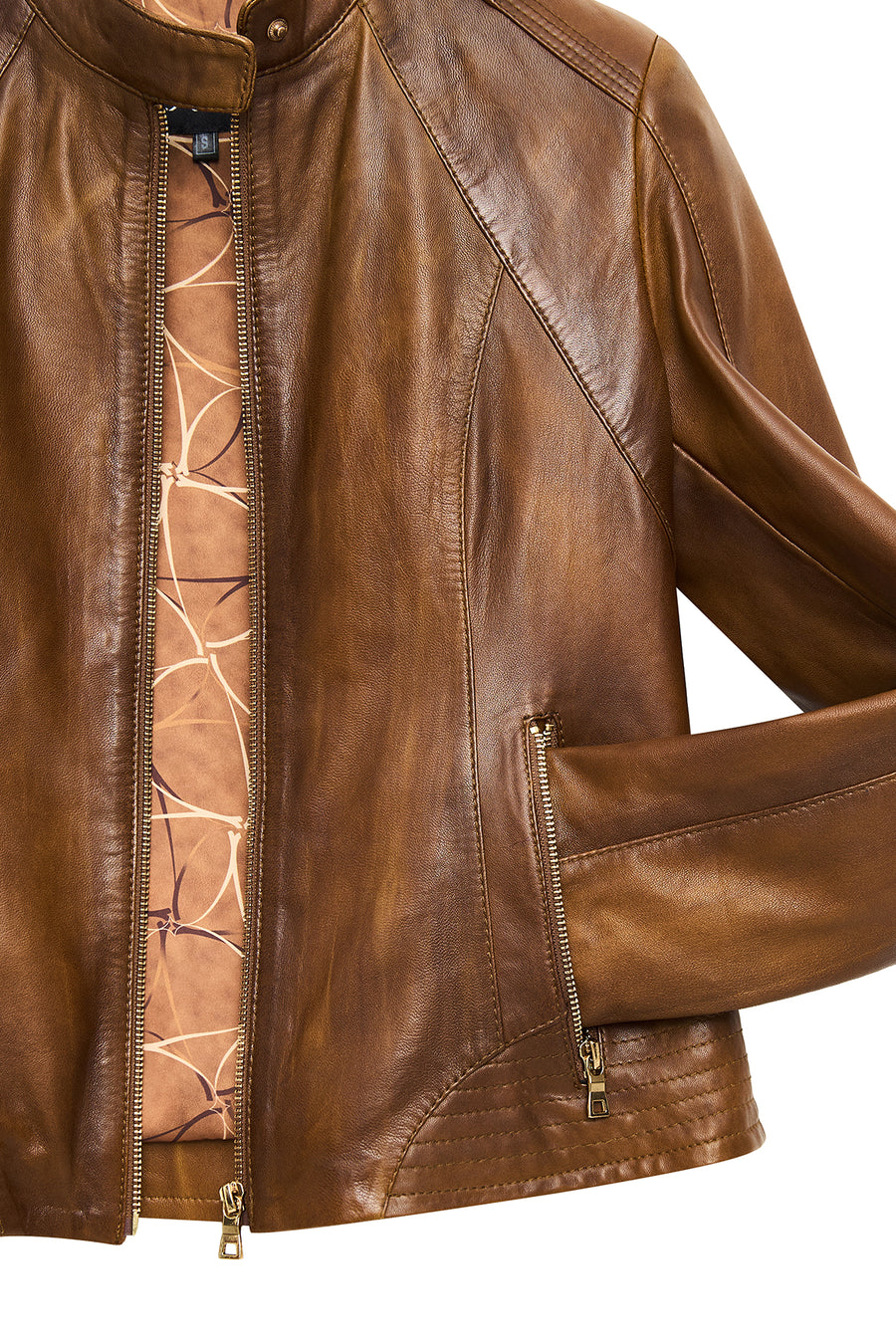 Anya Women's Camel Short Leather Jacket