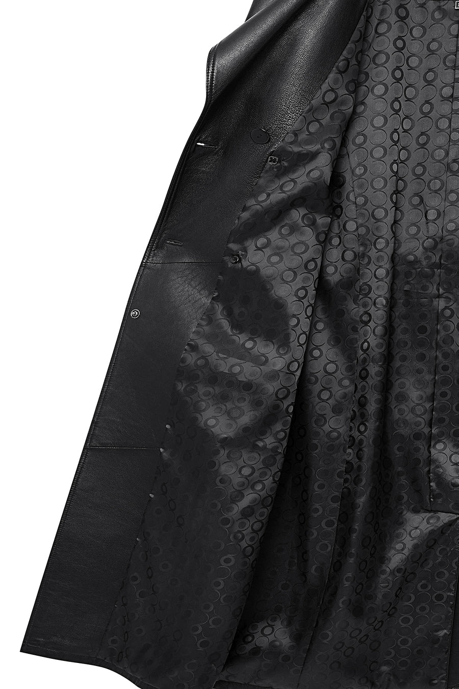 Jenny -X Women's Black Belt Detailed Leather Trench Coat