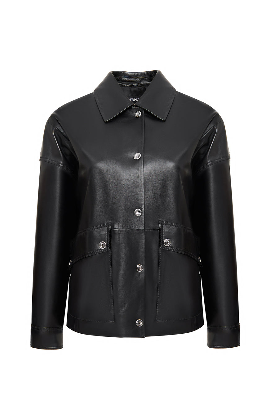 Susan Women's Black Oversize Leather Jacket 24WGE52741M | Derimod