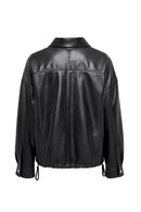 Susan Women's Black Oversize Leather Jacket | Derimod
