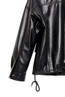 Susan Women's Black Oversize Leather Jacket | Derimod
