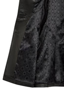 Rhoda(Plus) Woman Black Fur-Collared Loose-Fit Leather Coat | Derimod