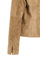 Lara Women's Camel Short Suede Leather Jacket | Derimod