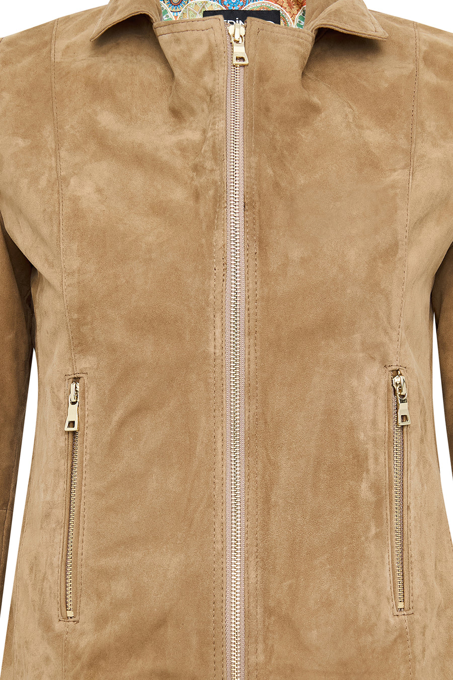Lara Women's Camel Short Suede Leather Jacket
