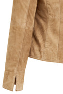 Lara Women's Camel Short Suede Leather Jacket | Derimod