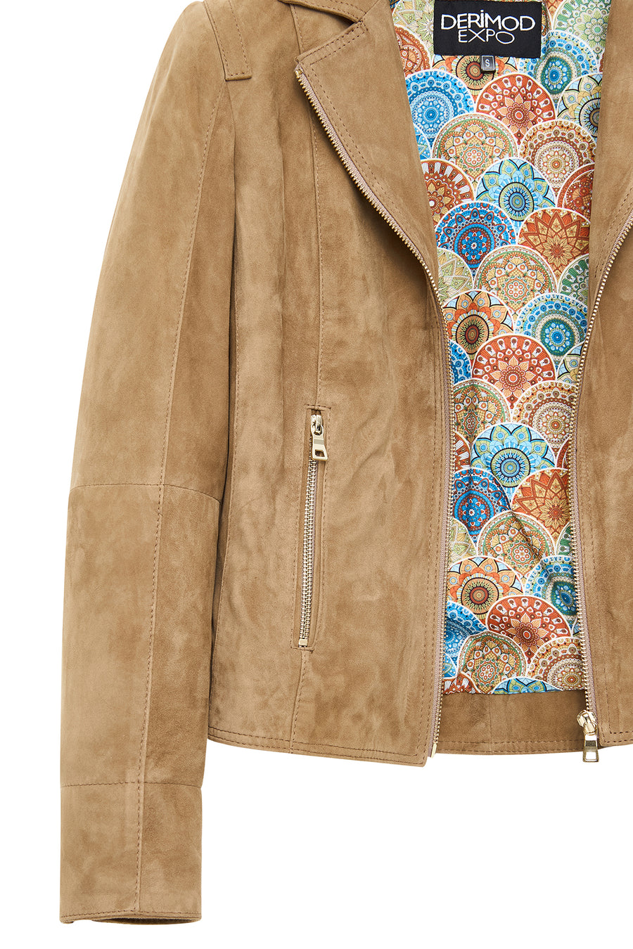 Lara Women's Camel Short Suede Leather Jacket