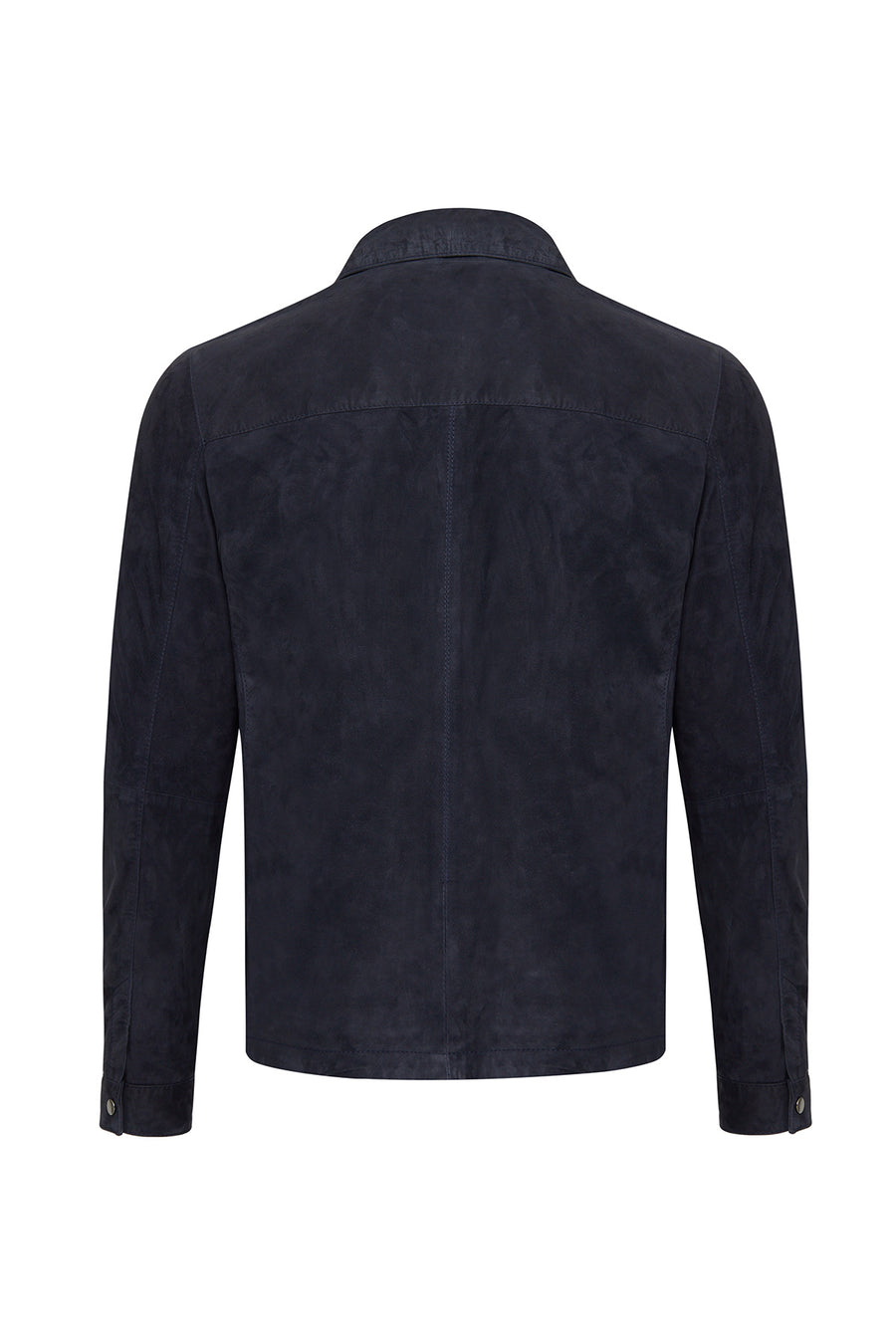 Enzo Men's Navy Shirt Collar Suede Leather Jacket