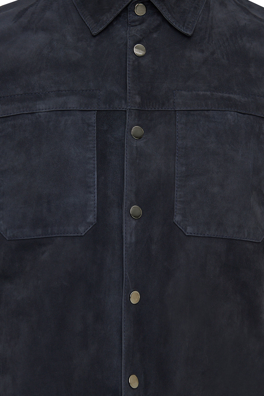 Enzo Men's Navy Shirt Collar Suede Leather Jacket
