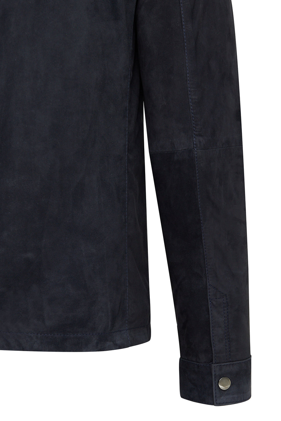Enzo Men's Navy Shirt Collar Suede Leather Jacket