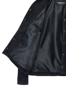 Enzo Men's Navy Shirt Collar Suede Leather Jacket | Derimod