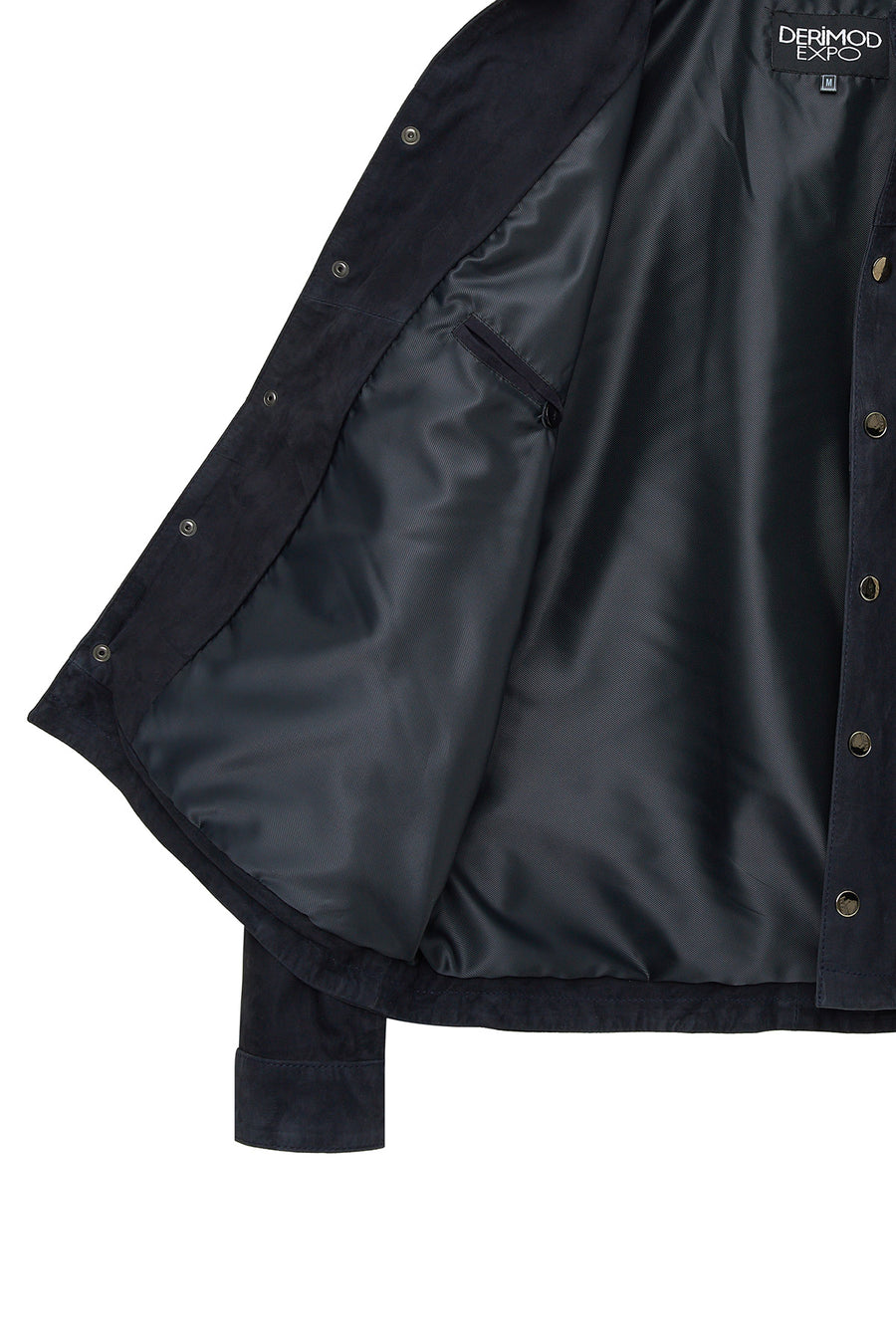 Enzo Men's Navy Shirt Collar Suede Leather Jacket
