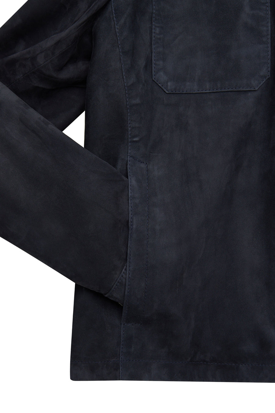 Enzo Men's Navy Shirt Collar Suede Leather Jacket