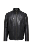 Muller-X (Plus) Men's Black Leather Jacket | Derimod