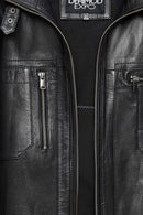 Muller-X (Plus) Men's Black Leather Jacket | Derimod