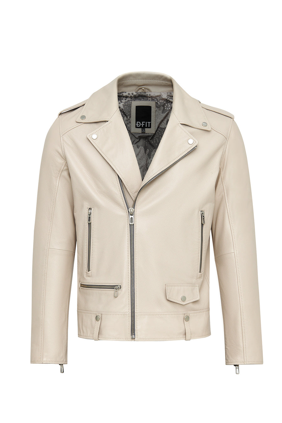 Butler Men's Beige Hooded Biker Leather Jacket
