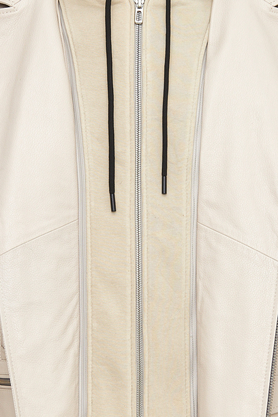 Butler Men's Beige Hooded Biker Leather Jacket