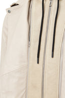 Butler Men's Beige Hooded Biker Leather Jacket | Derimod