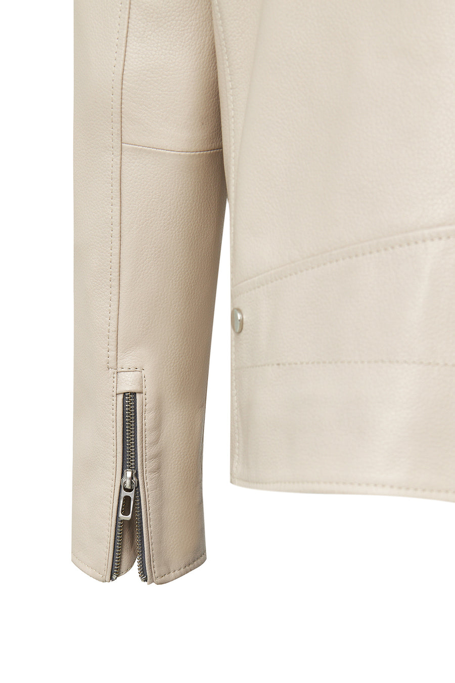 Butler Men's Beige Hooded Biker Leather Jacket