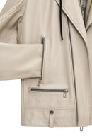 Butler Men's Beige Hooded Biker Leather Jacket | Derimod