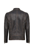 Morant Erkek Kahverengi Vintage Slim-Fit Deri Ceket | Derimod