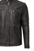 Morant Erkek Kahverengi Vintage Slim-Fit Deri Ceket | Derimod
