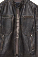 Morant Erkek Kahverengi Vintage Slim-Fit Deri Ceket | Derimod