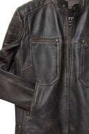 Morant Erkek Kahverengi Vintage Slim-Fit Deri Ceket | Derimod