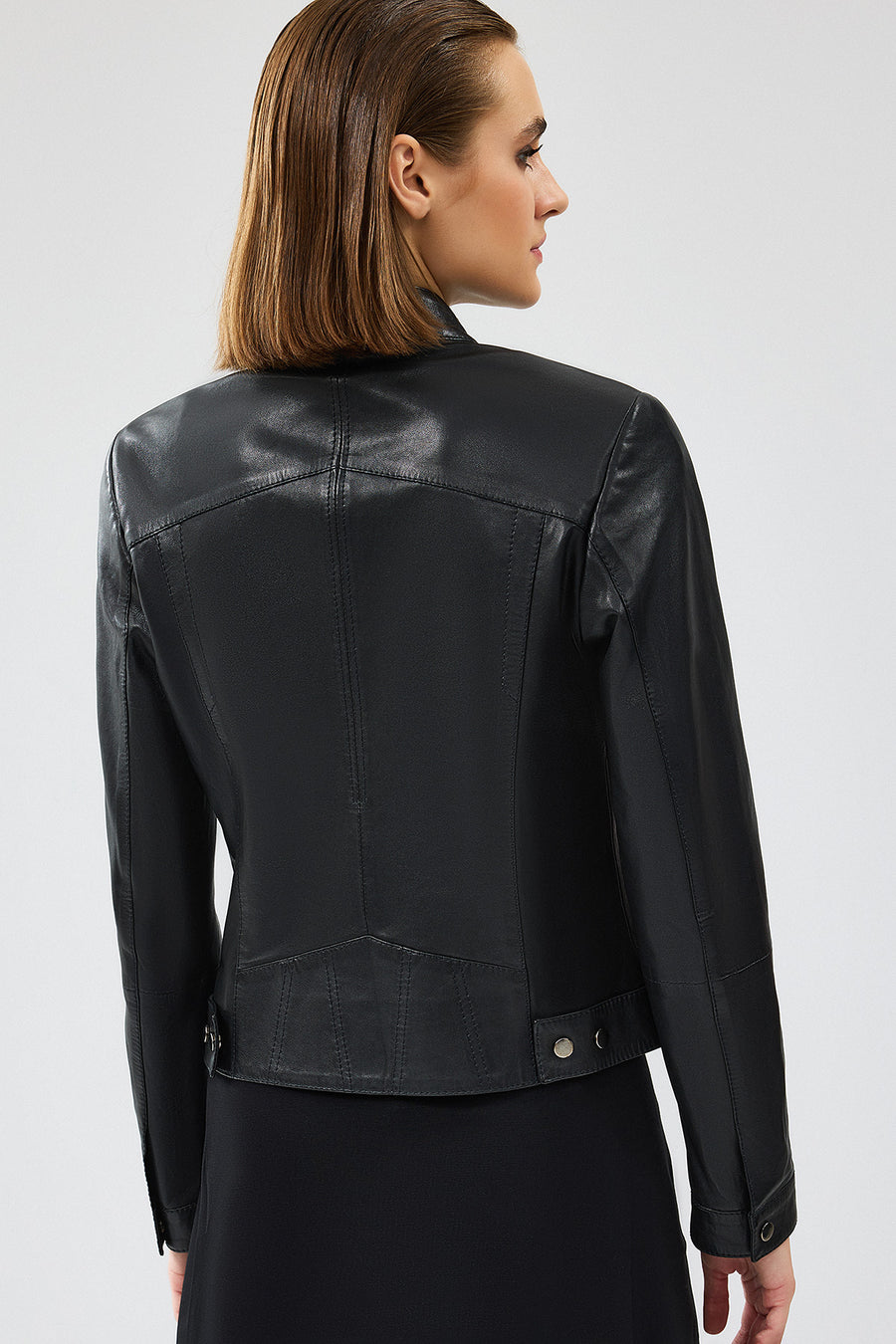 Gigi Women's Black Short Leather Jacket