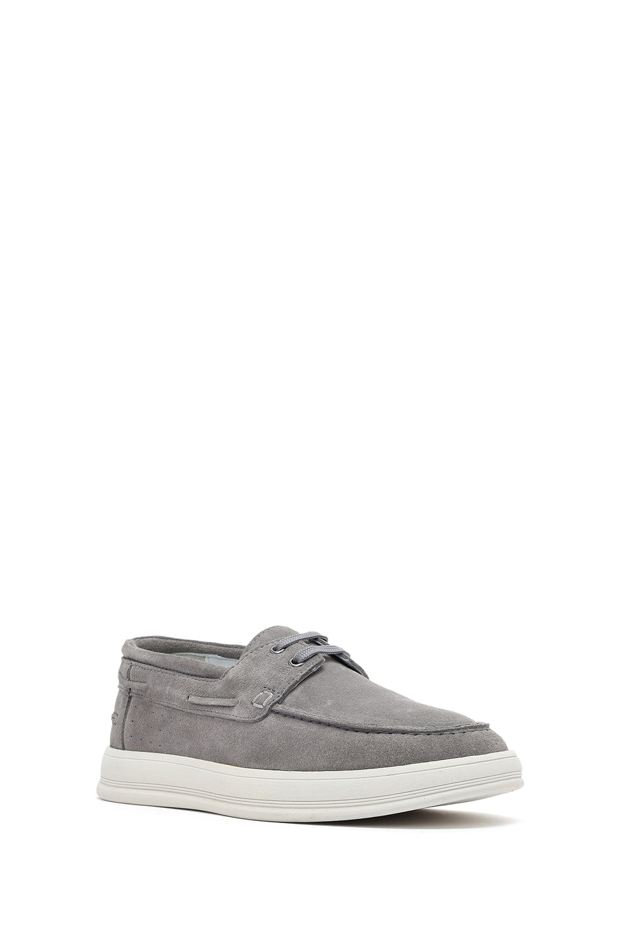 Men's Gray Lace-up Suede Leather Casual Shoes
