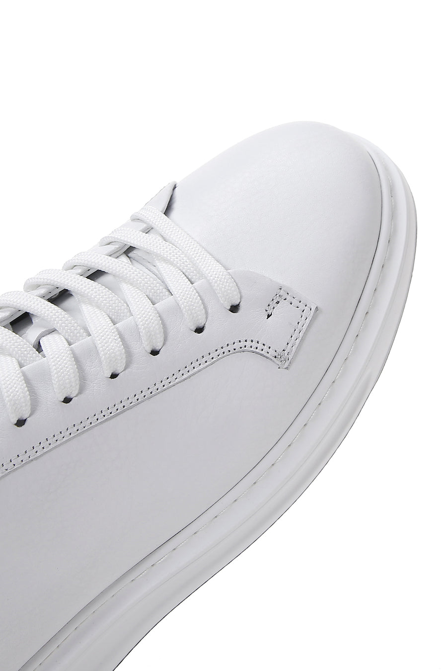 Erkek Beyaz Bağcıklı Deri Sneaker