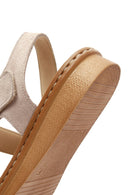 Women's Beige Suede Leather Comfort Sandals | Derimod