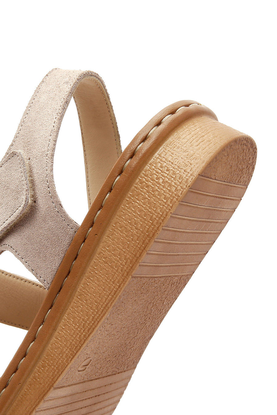 Women's Beige Suede Leather Comfort Sandals