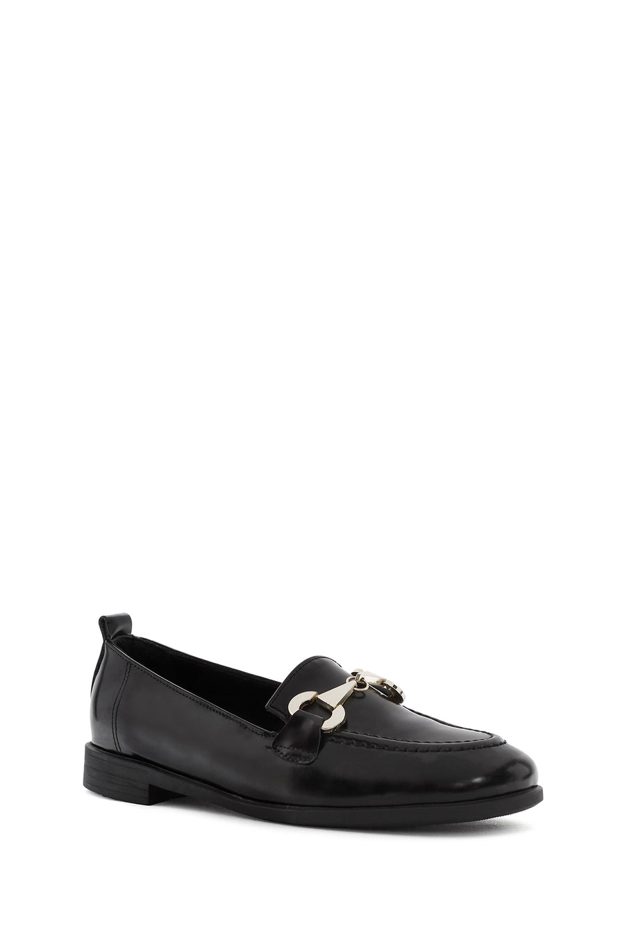 Women's Black Buckle Detailed Leather Masculine Loafer