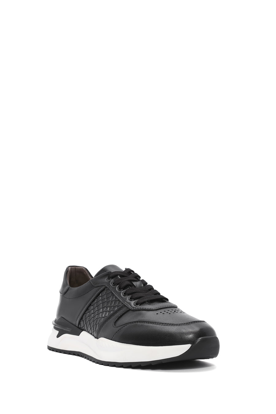 Men's Black Lace-Up Leather Casual Sneaker