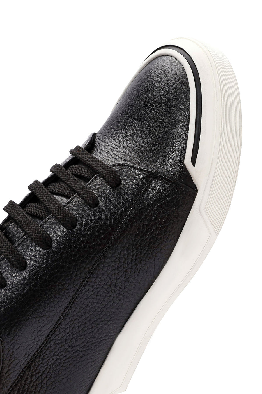 Men's Black Lace Up Leather Sneakers