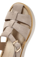 Women's Mink Ankle Buckle Thick-Soled Suede Leather Comfort Sandals | Derimod