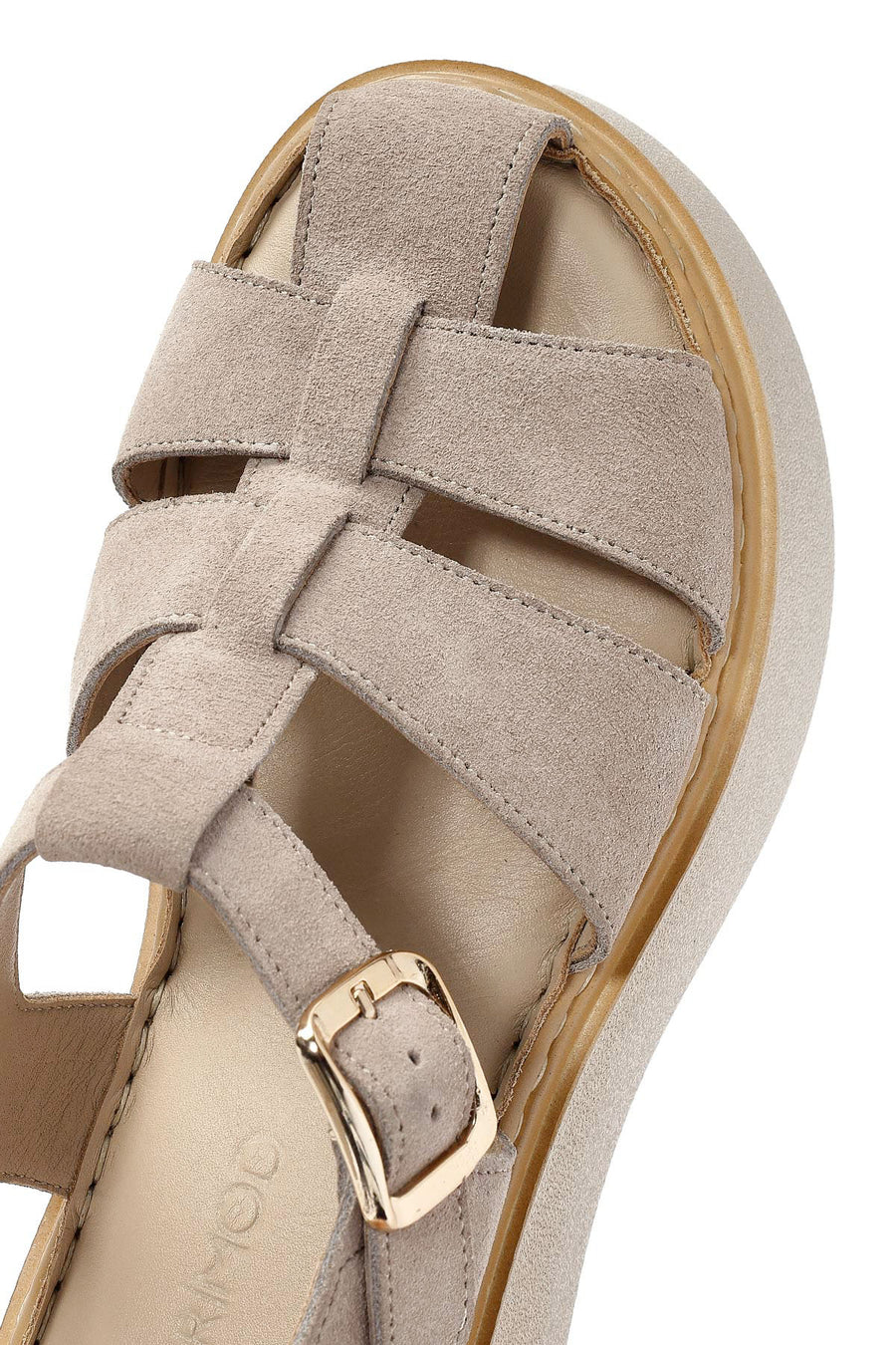Women's Mink Ankle Buckle Thick-Soled Suede Leather Comfort Sandals