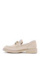 Women's Beige Buckle Detailed Leather Masculine Loafer | Derimod