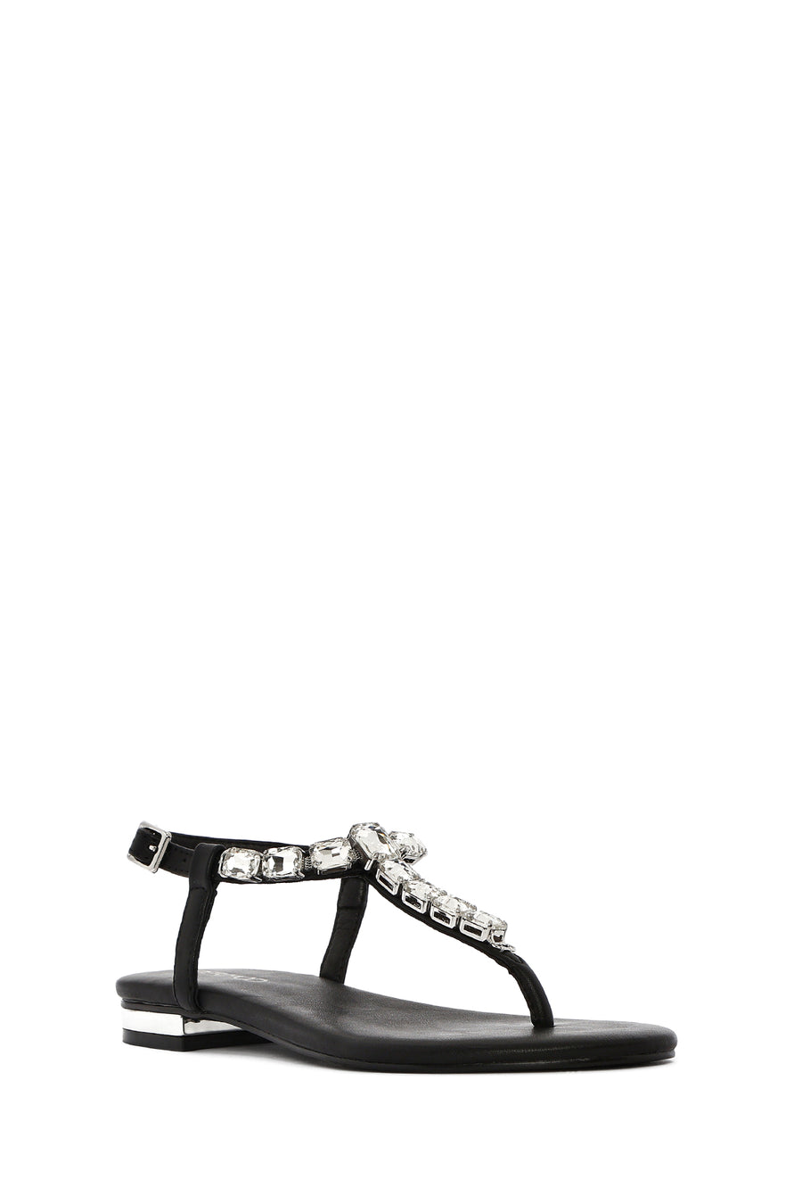 Women's Black Stone Toe-Post Sandals