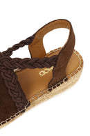 Women's Brown Suede Leather Espadrilles | Derimod