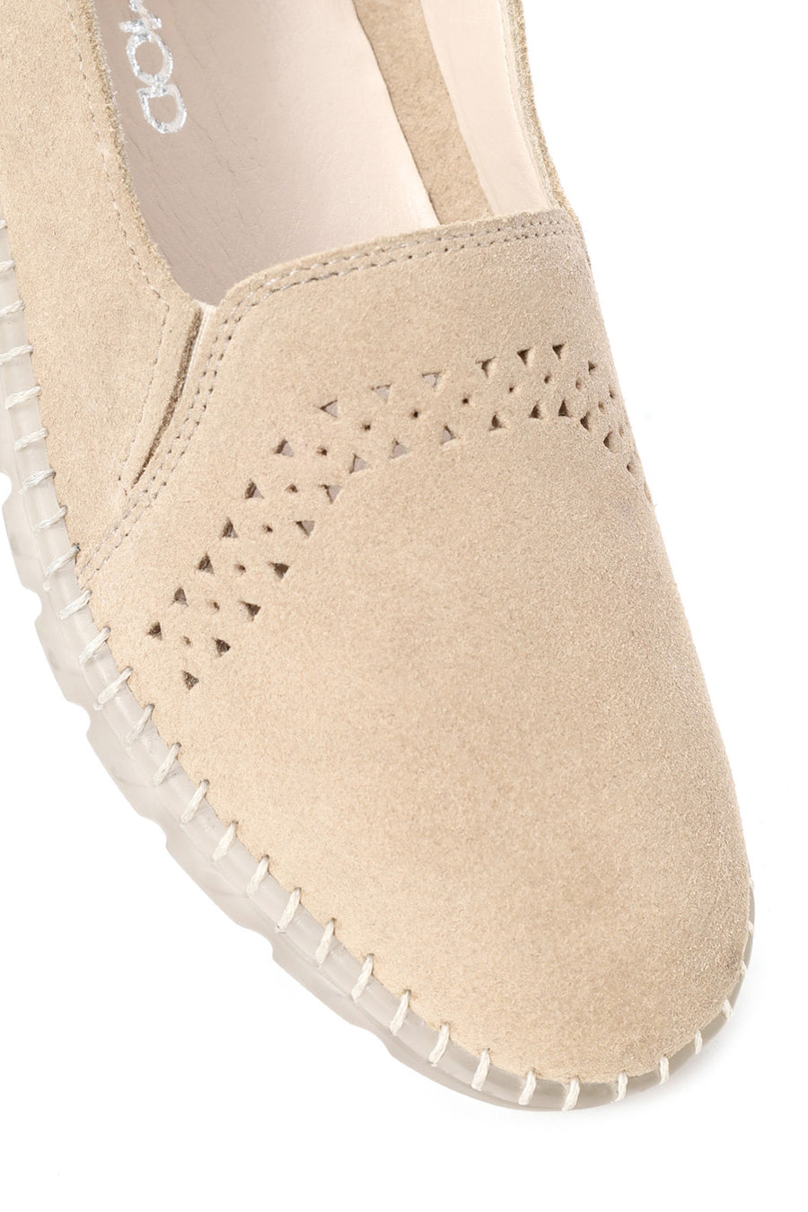 Woman Beige Suede Comfort Shoes